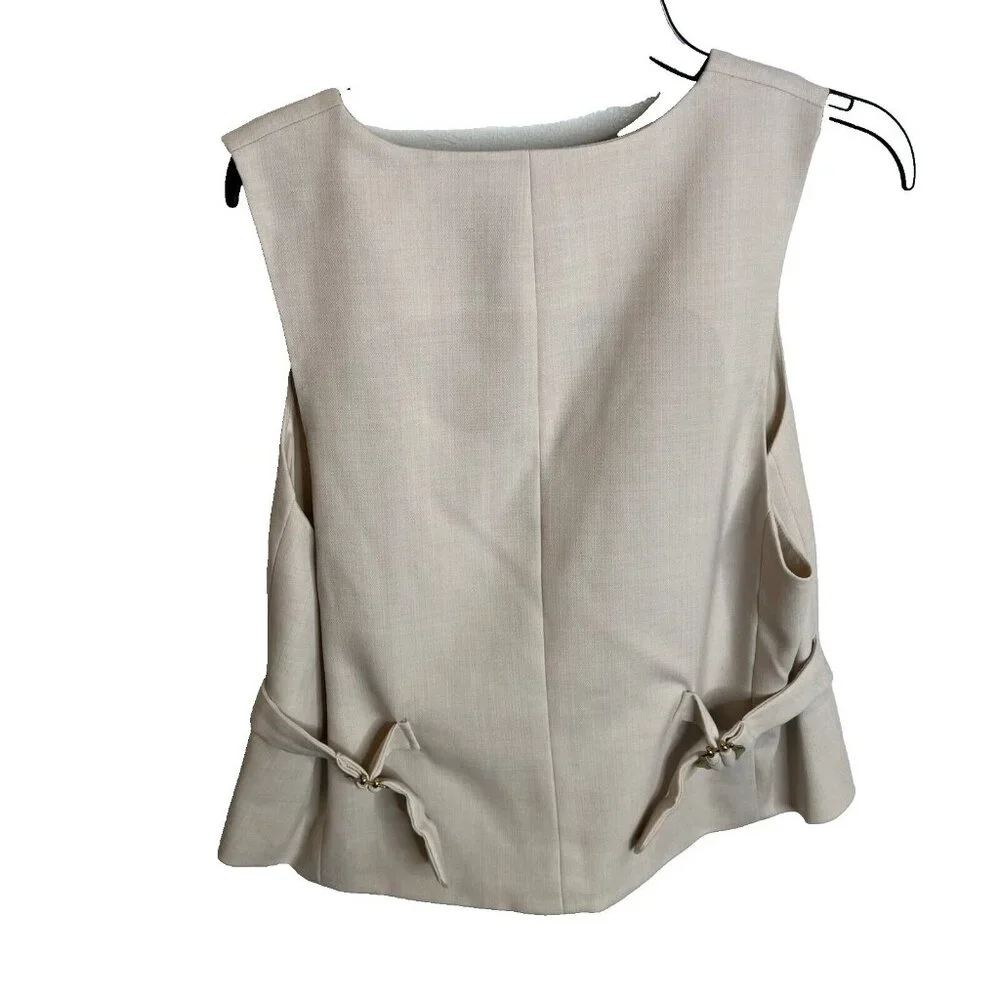 J.Crew $198 Slim-Fit Vest Italian City Wool Blend Pale Bone Size 8 BT536 - Picture 3 of 5